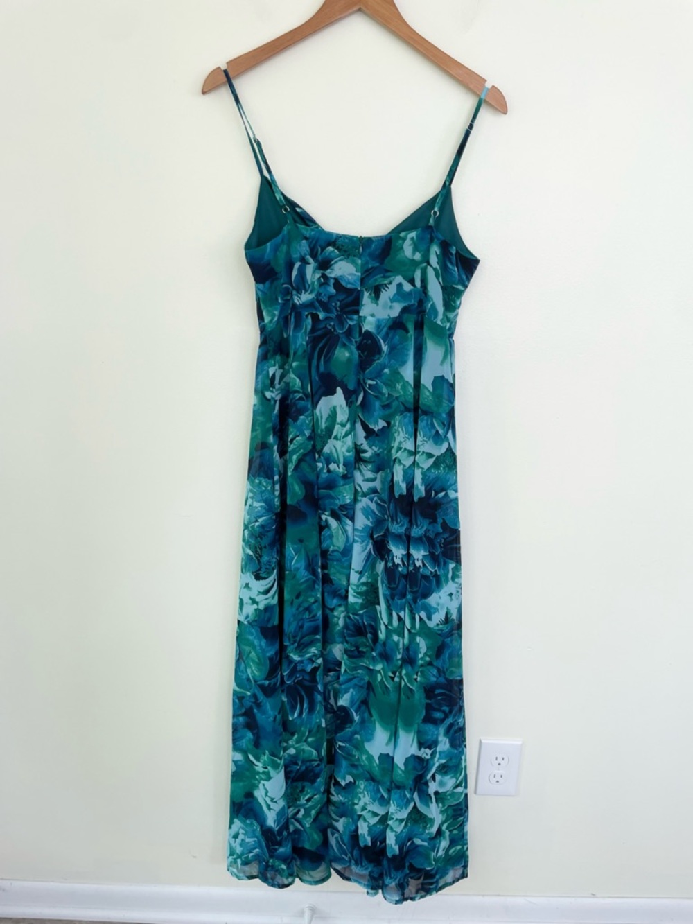 Lulu’s Beautiful Soul Teal Green Floral Print Twist-Front Maxi Dress M Medium - Picture 8 of 12